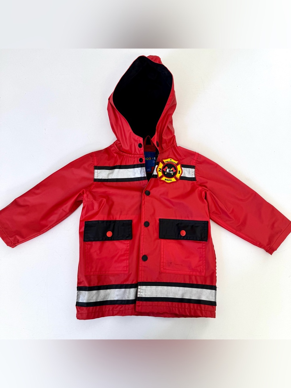Wippette Jr. Fire Squad Raincoat Red Black With Hood Size 2T
